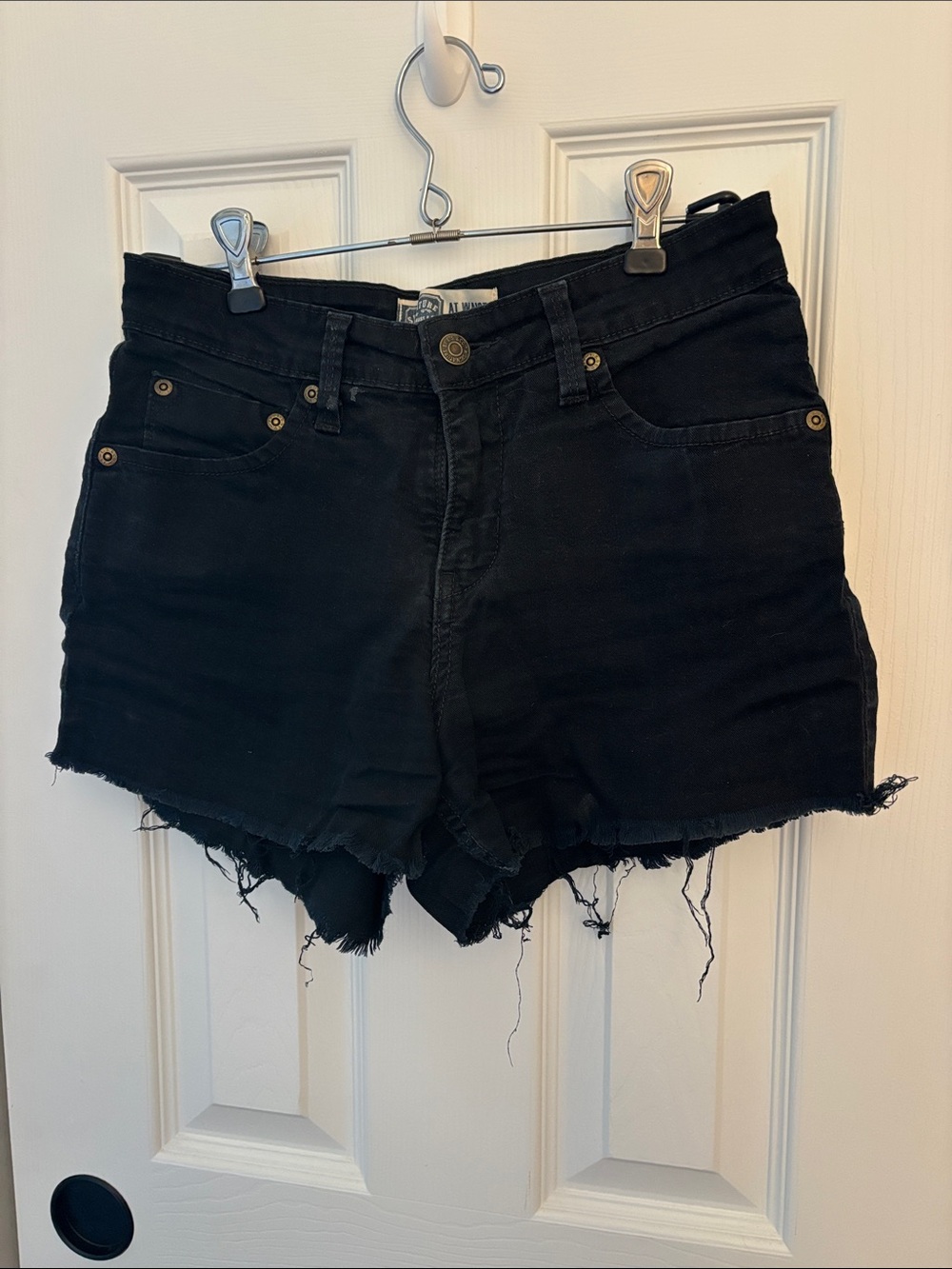 Levi's Black High-Rise Distressed Denim Shorts